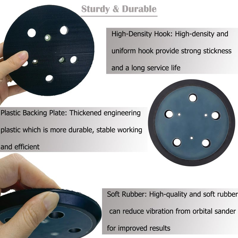 Tockrop 5-Inch Sander Pad for Porter Cable 333, 333VS Random Orbit Sanders - 5" 5 Hole Hook and Loop Replacement Sanding Pad for Wood-Working Automotive and Metalworking - Image 3